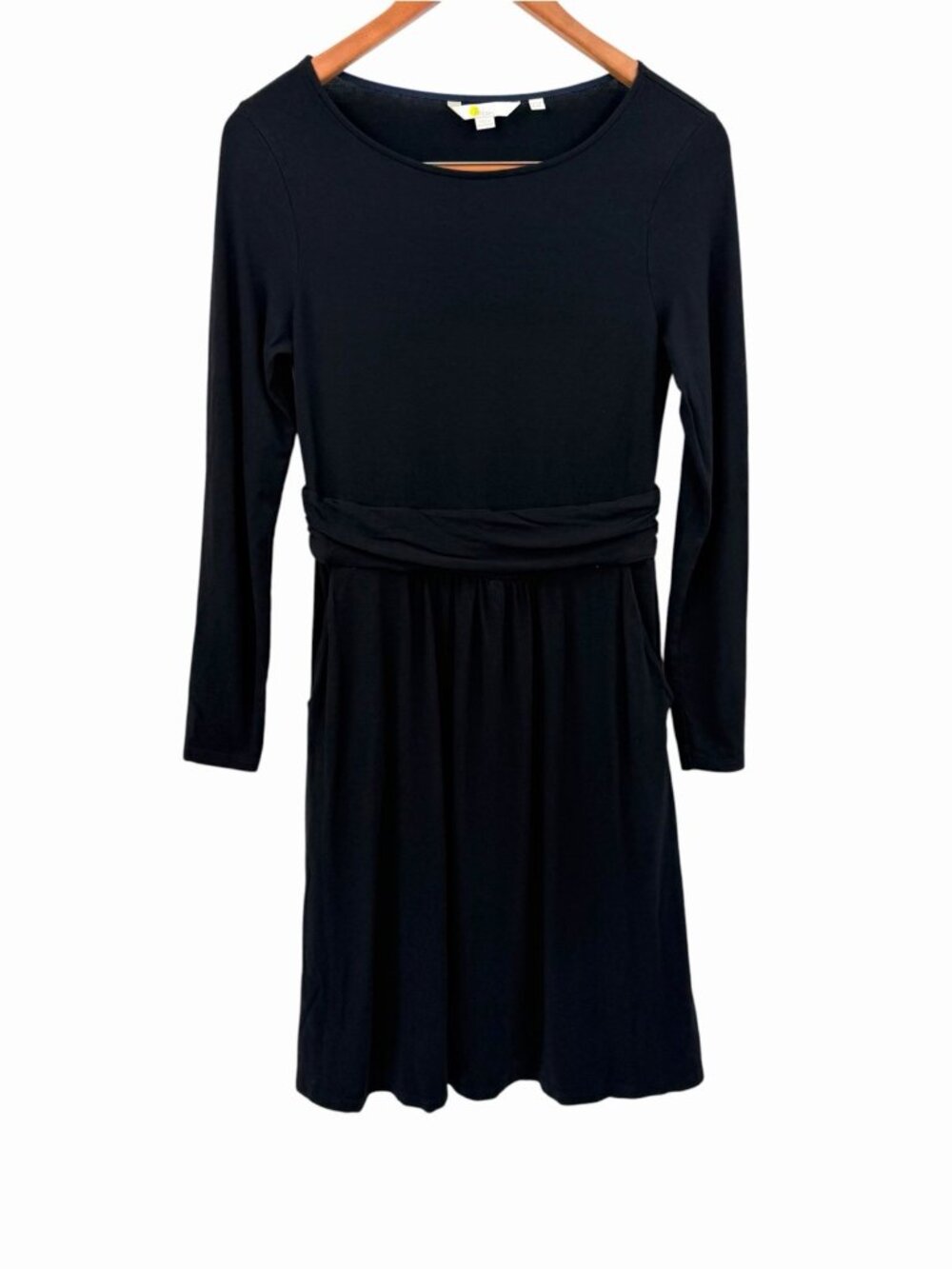 BODEN Women's Black Long Sleeve Stretch Abigail Jersey Fit & Flare Dress 6 PET
